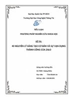Tiểu luận môn phương pháp nghiên cứu khoa học 40 NGUYÊN LÝ SÁNG TẠO CƠ BẢN VÀ SỰ VẬN DỤNG THÀNH CÔNG CỦA ZALO