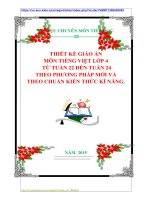 THIẾT KẾ GIÁO ÁN  MÔN TIẾNG VIỆT LỚP 4  TỪ TUẦN 22 ĐẾN TUẦN 24 THEO PHƯƠNG PHÁP MỚI VÀ THEO CHUẨN KIẾN THỨC KĨ NĂNG.
