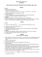 de cuong on tạp cuoi nam mon toan