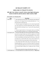 KẾ HOẠCH NGHIÊN CỨU  KHOA HỌC SƯ PHẠM ỨNG DỤNG