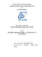 Tiểu luận môn toán học cho khoa học máy tính MÃ HÓA TRONG TIN HỌC  LÝ THUYẾT VÀ ỨNG DỤNG