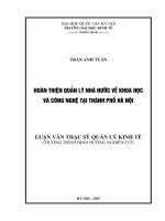 Hoàn thiện quản lý nhà nước về khoa học và công nghệ ở thành phố Hà Nội