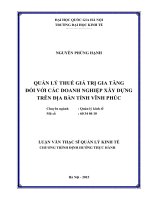 Quản lý thuế giá trị gia tăng đối với các doanh nghiệp xây dựng trên địa bàn tỉnh Vĩnh Phúc