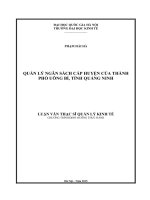 Quản lý ngân sách cấp huyện của thành phố Uông Bí, tỉnh Quảng Ninh