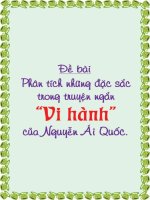 PHÂN TÍCH NHỮNG NÉT NGHỆ THUẬT ĐẶC SẮC TRONG TRUYỆN NGẮN 