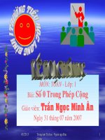 Bài giảng điện tử số 0 trong phép cộng toán lớp 1