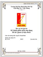 Báo cáo bài tập lớn Kỹ thuật phần mềm ứng dụng  Đề tài Quản lý hiệu thuốc