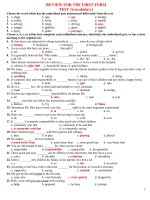 Ôn tập từ vựng tiếng Anh 12 HKI (Wit h key)