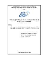 Tiểu luận môn Thuật Toán và Phương Pháp Giải Quyết Vấn Đề THUẬT GIẢI DI TRUYỀN VÀ ỨNG DỤNG