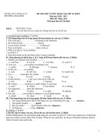 Đề tuyển sinh lớp 10 môn Anh và đáp án