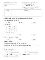 De KTDK Giua ki 2 Toan lop 1