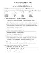 Đề thi thử tiếng anh 8 học kỳ II
