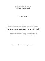 Truyền thụ tri thức phương cho học sinh trong dạy học môn Toán ở trường Trung học phổ thông