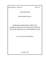 TÌNH TRẠNG DINH DƯỠNG, THIẾU máu và HIỆU QUẢ bổ SUNG sắt HÀNG TUẦN ở PHỤ nữ 20 35 TUỔI tại HUYỆN lục NAM TỈNH bắc GIANG