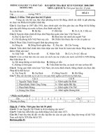 Đề thi HK II và đáp án môn Lịch sử 8