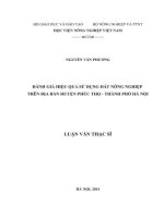 ĐÁNH GIÁ HIỆU QUẢ SỬ DỤNG ĐẤT NÔNG NGHIỆP TRÊN ĐỊA BÀN HUYỆN PHÚC THỌ-THÀNH PHỐ HÀ NỘI