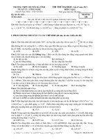 Thi thử Chuyên Hà Tĩnh, đề thi và đáp án