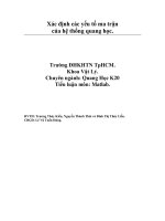 Tiểu luận môn Matlab - Xác định các yếu tố ma trận của hệ thống quang học