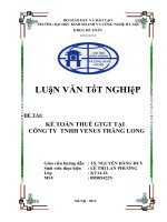 luận văn kế toán đề tài Kế toán thuế GTGT tại công ty TNHH Venus Thăng Long