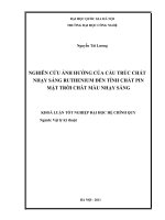 nghiên cứu ảnh hưởng của cấu trúc chất nhạy sáng ruthenium đến tính chất pin mặt trời chất màu nhạy sáng