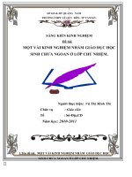 MỘT VÀI KINH NGHIỆM NHẰM GIÁO DỤC HỌC SINH CHƯA NGOAN Ở LỚP CHỦ NHIỆM