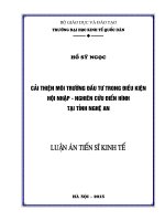 Cải thiện môi trường đầu tư trong điều kiện hội nhập – Nghiên cứu điển hình tại tỉnh Nghệ An
