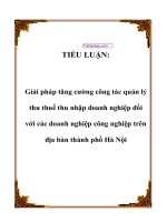 Giải pháp tăng cường công tác quản lý thu thuế thu nhập doanh nghiệp