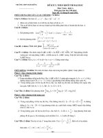 Đề và đáp án thi thử DH THPT Hàm Rồng Thanh Hoá