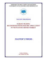Margin trading recommendations for the application in Vietnam securities market