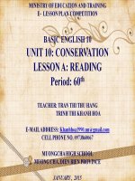 Slide english 10 unit 10 conservation _reading _T.T.T Hang ft T.T.K Hoa