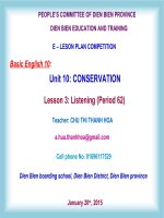Slide english 10 unit 10 conservation _listening _GV C.T.T Hoa