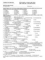 ĐỀ THI THỬ TIẾNG ANH THPT MINH KHAI