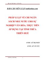 PHÁP LUẬT VỀ CHI NGÂN SÁCH NHÀ NƯỚC CHO SỰ NGHIỆP VĂN HÓA