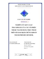 Nghiên cứu quy luật thay đổi giá của các cổ phiếu thuộc ngành hàng thực phẩm