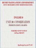 Slide english 10 unit 10 conservation _reading _GV N.V Duan