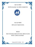 ĐỀ TÀI PHÂN TÍCH HOẠT ĐỘNG BÁN HÀNG TRONG NGÀNH DƯỢC VÀ ĐỀ RA GIẢI PHÁP