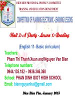 Slide english 11 unit 3 a party _reading _P.T.T xuan ft N.V Bien