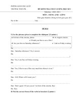 Đề thi hoc ki I Tieng Anh 8