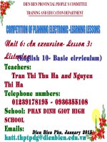 Slide english 10 unit 6 an excursion _listening _GV T.T.T Ha & N.T Ha