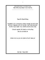 tóm tắt luận án  Nghiên cứu áp dụng công nghệ tuyển nổi áp lực trong xử lý nước cấp với nguồn nước mặt khu vực đồng bằng Bắc Bộ