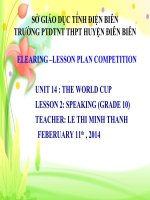 Slide english 10 unit 14 the world cup _speaking _GV L.T.N Thanh