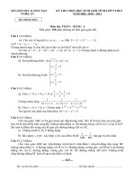 Đề thi HSG tỉnh năm 2010 - 2011