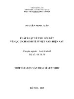 tóm tắt luận văn thạc sĩ PHÁP LUẬT VỀ THU HỒI ĐẤT VÌ MỤC ĐÍCH KINH TẾ Ở VIỆT NAM HIỆN NAY