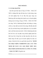 ĐÁNH GIÁ HOẠT ĐỘNG MARKETING QUA CÁC NĂM NHẰM ĐỀ XUẤT CÁC GIẢI PHÁP THÚC ĐẨY HOẠT ĐỘNG KINH DOANH CỦA CÔNG TY CP BIA – NGK CẦN THƠ