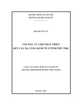 Vốn đầu tư cho phát triển kết cấu hạ tầng kinh tế ở tỉnh Phú Thọ