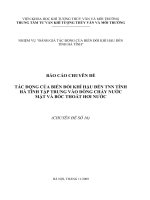 BÁO CÁO CHUYÊN ĐỀ TÁC ĐỘNG CỦA BIẾN ĐỔI KHÍ HẬU ĐẾN TÀI NGUYÊN NƯỚC TỈNH HÀ TĨNH TẬP TRUNG VÀO DÒNG CHẢY NƯỚC MẶT VÀ BỐC THOÁT HƠI NƯỚC