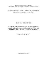 BÁO CÁO CHUYÊN ĐỀ XÁC ĐỊNH KHUNG THỜI GIAN ĐỂ XÂY DỰNG VÀ THỰC HIỆN KẾ HOẠCH HÀNH ĐỘNG ỨNG PHÓ VỚI BIẾN ĐỔI KHÍ HẬU CỦA TỈNH HÀ TĨNH