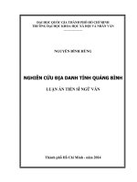 Luận án tiến sĩ Nghiên cứu địa danh tỉnh Quảng Bình  NCS. Nguyễn Đình Hùng