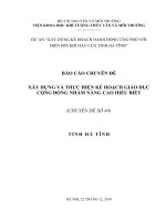 BÁO CÁO CHUYÊN ĐỀ  XÂY DỰNG VÀ THỰC HIỆN KẾ HOẠCH GIÁO DỤC CỘNG ĐỒNG NHẰM NÂNG CAO HIỂU BIẾT