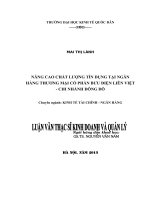 luận văn thạc sĩ tài chính ngân hàng Nâng cao chất lượng tín dụng tại Ngân hàng TMCP Bưu điện Liên Việt – Chi nhánh Đông Đô